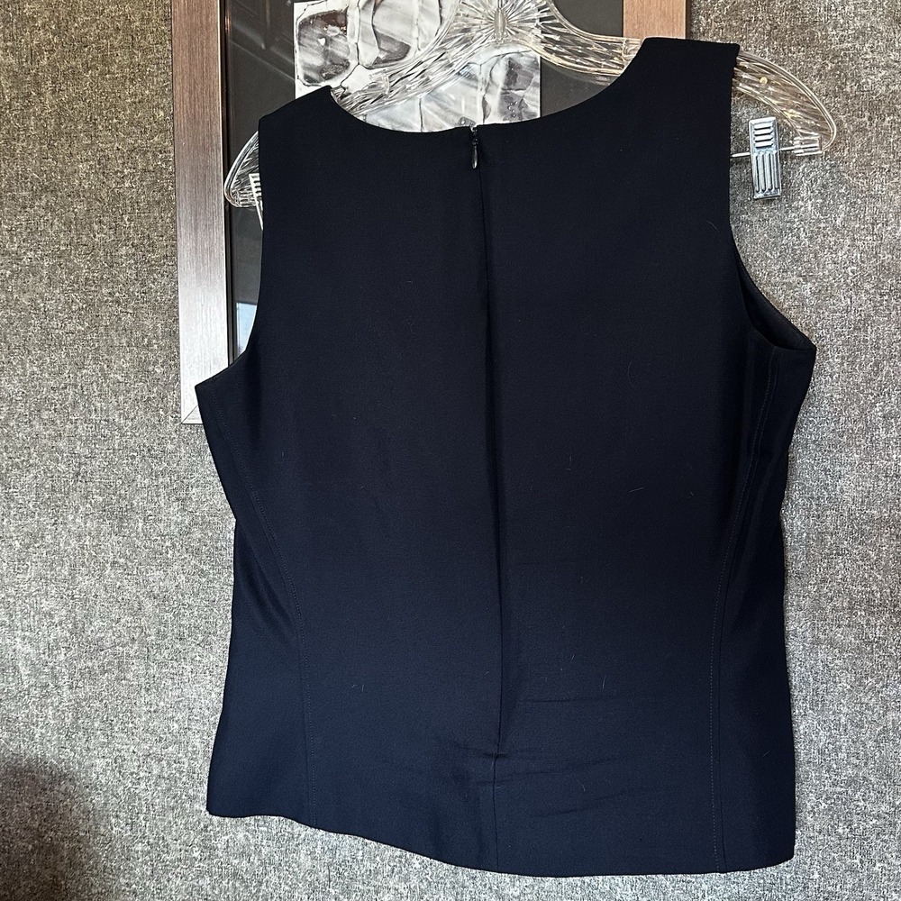 Talbots Petites Pure Silk Navy Blue Tank Top Size 8 Blouse Zip Back Versatile - Picture 2 of 4